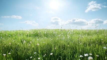 Poster - Captivating Countryside Meadow with Swaying Grasses and Delicate Flowers A Peaceful Serene Landscape of Natural Beauty and Tranquility