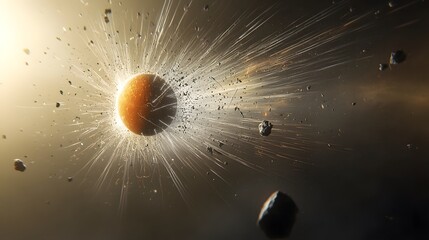 Aufkleber - Dramatic and visualization of the potential magnetic field of the exoplanet Proxima b and its powerful interaction with the solar wind from the nearby star Proxima Centauri