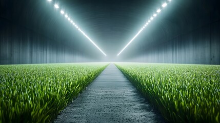 Poster - Extraterrestrial Agricultural System Using Light Beams for Plant Growth in a Futuristic Greenhouse Landscape with Innovative Lighting Technology and Hydroponic Cultivation Methods