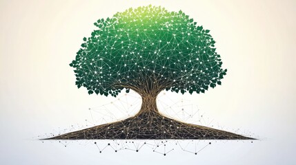 Poster - abstract representation of a tree with interconnected nodes symbolizing growth and technology (3)