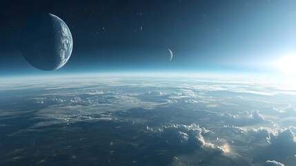 Poster - Futuristic terraforming technology reshaping barren planetary landscapes into thriving verdant ecosystems on the cosmic scale