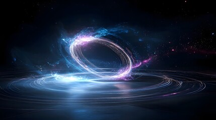 Leinwandbilder - Glowing Cosmic Warp Field Powering Futuristic Propulsion System for Faster Than Light Space Travel