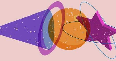 Poster - Risograph Object shapes. Geometry elements abstract texture. Big colorful geometric animation. Trendy riso graph style video.