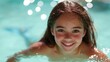 © KIMEHIME - Girl smiles, swimming pool, summer fun, happy child