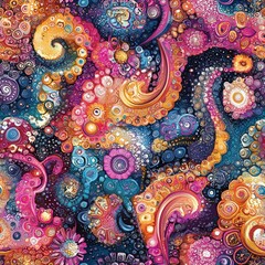 Poster - Dynamic colorful abstract pattern with swirling shapes and vivid hues for creative projects
