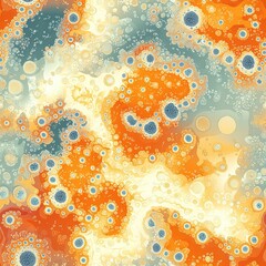 Poster - Engaging pattern of orange and blue circles creating a playful and dynamic visual experience