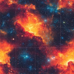Poster - Ethereal nebula displaying vibrant colors and gas clouds in the expansive night sky