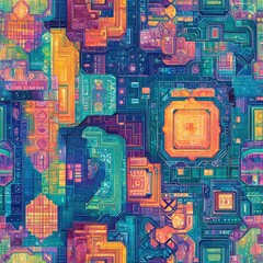 Poster - Bright and colorful pattern featuring a mesmerizing array of hues and dynamic shapes in art