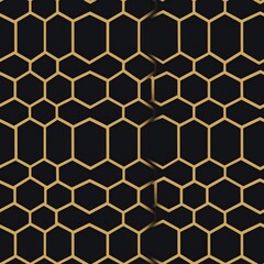 Poster - Elegant black and gold geometric pattern with intricate designs creating a luxurious visual appeal
