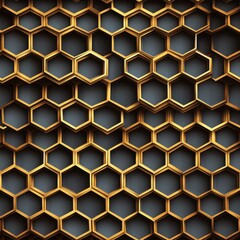 Poster - Striking gold hexagon pattern creating a stylish and modern design with a glossy finish