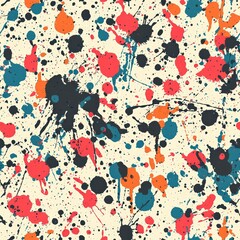 Poster - Playful colorful paint splats pattern featuring a variety of shades on a white background