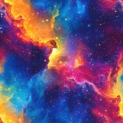 Poster - Exquisite and intricate nebulae displaying a mesmerizing array of colors across the night sky