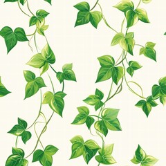 Poster - Detailed green vine with leaves featuring organic shapes and nature-inspired elements in harmony
