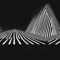 Poster - Minimalistic black and white image highlighting a series of lines creating an abstract visual effect