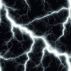Poster - Powerful flash of lightning striking down from the dark clouds in a dramatic stormy scene
