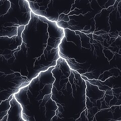 Poster - Dramatic lightning bolt illuminating the dark clouds during a thunderstorm in a natural landscape