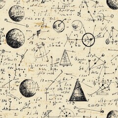 Poster - Geometric pattern with complex mathematical shapes and figures creating an intriguing design