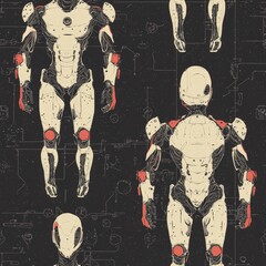 Poster - Powerful robot with muscular features displaying strength and advanced design in a futuristic environment