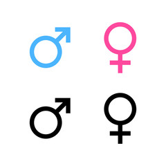 Poster - Male and female icon in flat style. Man and women gender sign symbol