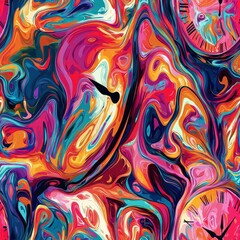Poster - Bright and colorful abstract painting with dynamic shapes and vivid hues capturing artistic expression