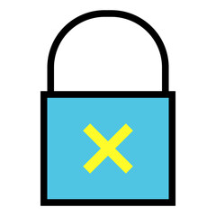Poster - Locked Out Icon with Yellow Cross Symbol on Blue Background