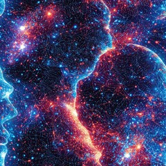 Poster - Stunning cluster of bright stars illuminating the night sky with distant celestial bodies shining