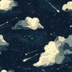 Poster - Enchanting night sky filled with glimmering stars and stunning comets creating a celestial display