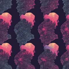 Poster - Striking image of a woman's face against a pink and blue background creating a vivid artistic contrast