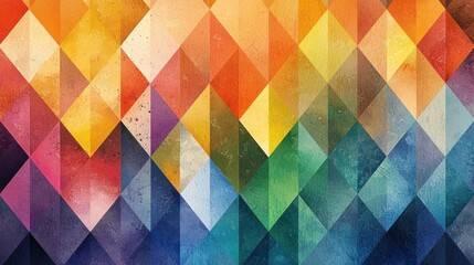 Poster - Colorful Geometric Pattern with Vibrant Triangles and Textures
