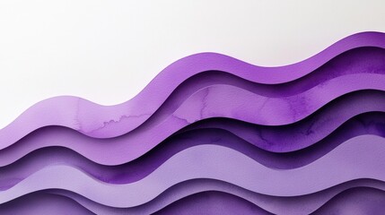 Poster - Abstract Purple Waves in Smooth Gradient Layers on Clean Background