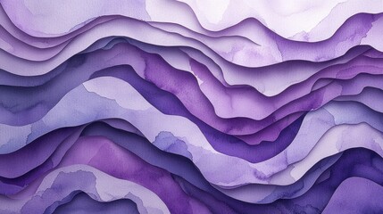 Poster - Abstract Purple Watercolor Waves with Soft Flowing Patterns