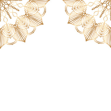 Gold Foil Hand Drawn Floral Mandala Frame