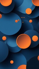 Poster - Floating blue and orange circles create an abstract background