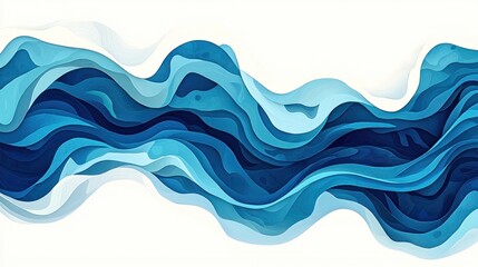 Poster - Abstract Waves in Shades of Blue with Flowing Texture and Depth