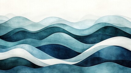 Poster - Abstract Ocean Waves in Shades of Blue and White for Backgrounds