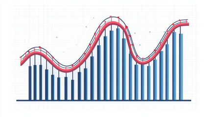 Poster - Business growth chart with bars and line graph showing trends. , Recession concept
