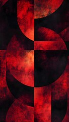 Poster - Abstract geometric shapes in red and black with grunge texture