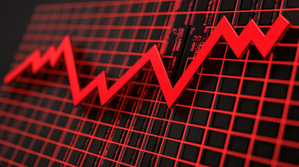 Poster - Red graph showing upward trend, symbolizing business growth and success. , Recession concept