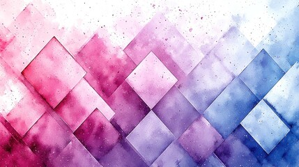 Poster - Colorful Abstract Background with Diamond Shapes and Watercolors