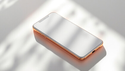 Leinwandbilder - Rose Gold Smartphone Mockup with Sunlight Shadows
