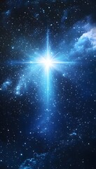 Wall Mural - bright star shines prominently in the vast cosmic sky
