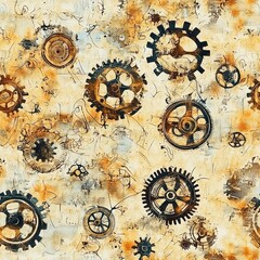 Poster - Wall-mounted clock featuring gears on display creating a striking mechanical art piece