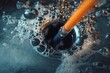 © LimeSky - Clean bathroom sink drain with pipe cleaner foam and bubbles visible on shower floor close up