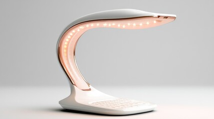 Leinwandbilder - A modern, minimalistic desk lamp with a white base, captured on a solid white background, free from any logos.