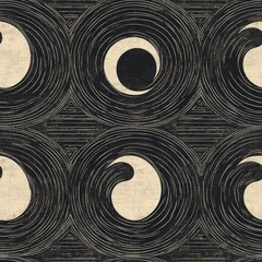 Poster - Striking black and white pattern featuring interconnected circles for modern design and art projects
