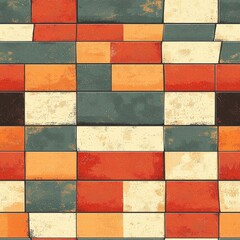 Poster - A sturdy brick wall featuring a unique geometric pattern creating an eye-catching visual appeal