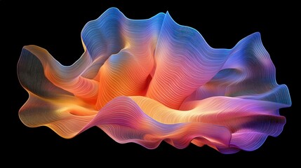 Wall Mural - Colorful abstract wave formation with flowing patterns and vibrant gradients on a black background