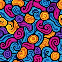 Poster - A vibrant and colorful pattern featuring abstract shapes that evoke energy and creative expression