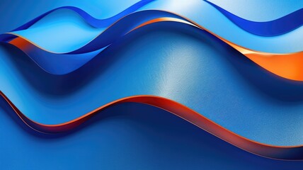Poster - This vibrant image features dynamic blue waves with striking orange accents, creating a visually stunning background perfect for modern design, art, or decoration.