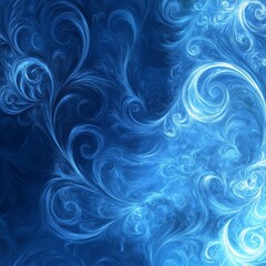 Poster - Elegant Blue Swirls: A Captivating Abstract Design with Flowing, Curving Lines and Ethereal Light Effects